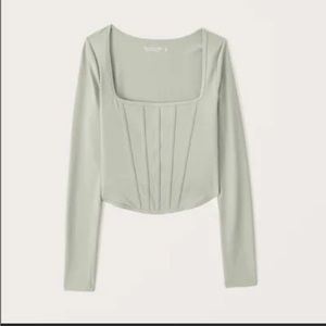 Long-Sleeve Seamless Fabric Corset Top